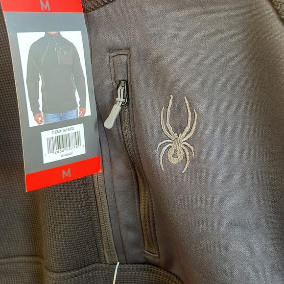 Spyder Men’s Medium Black 1/4 zip Pullover NWT - Picture 2 of 7